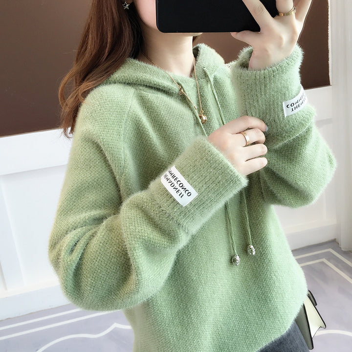 Ladies Cozy Hooded Sweatshirt with Drawstring and High Neck Amarae