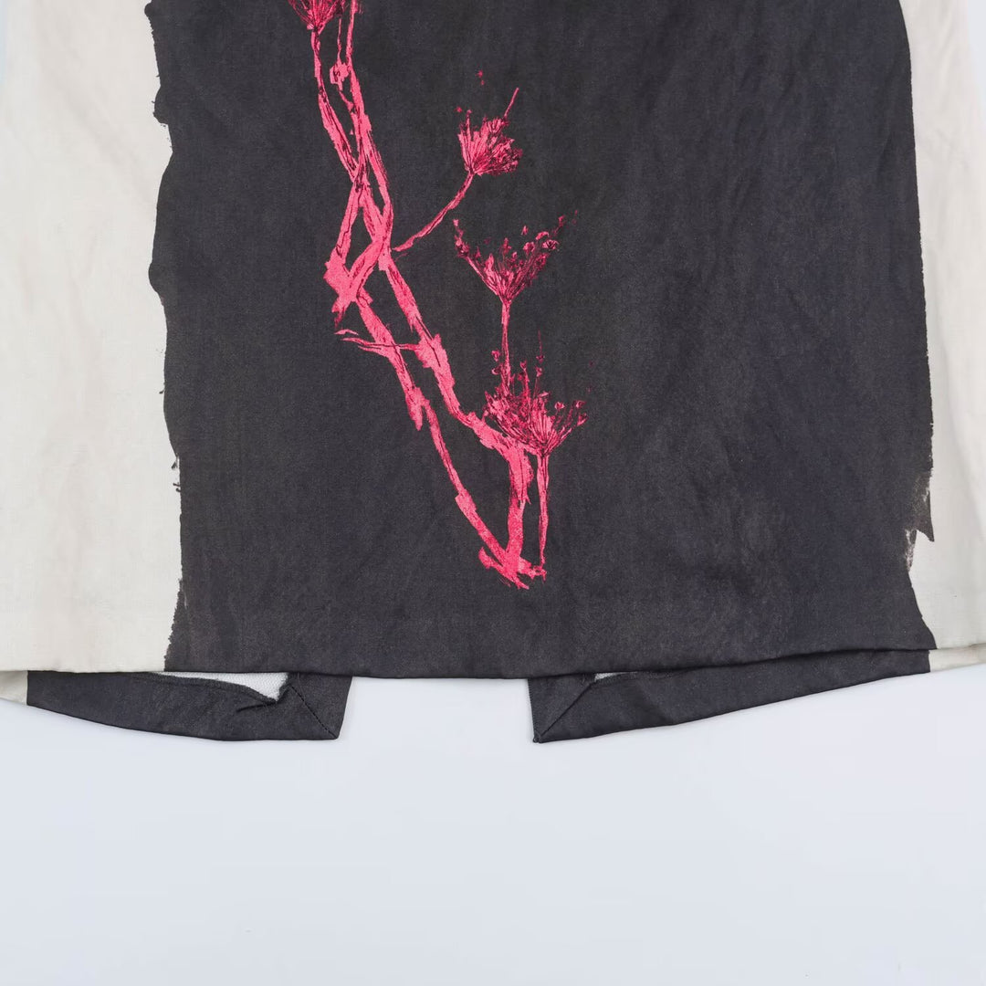 Ladies Custom-Made Midi Skirt with Side Contrast Panels and Floral Digital Print Element Amarae