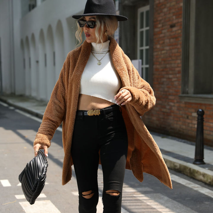 Ladies Oversized Cozy Plush Coat with Large Collar Amarae