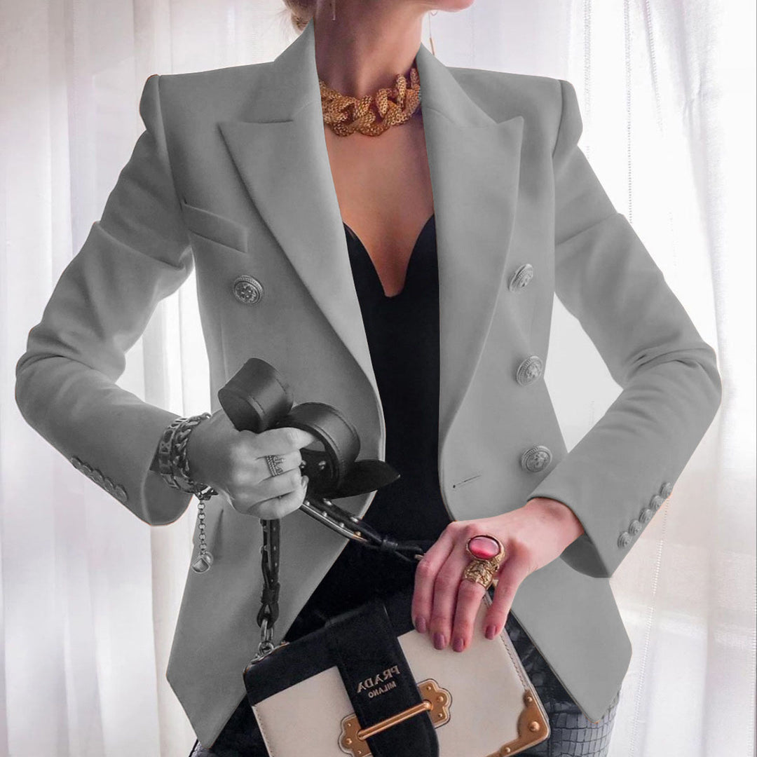 Chic blazer and elegant style for women with double-breasted buttons