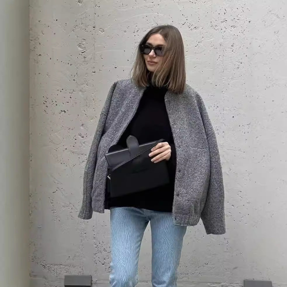 Ladies oversized fleece jacket with side pockets Lune London