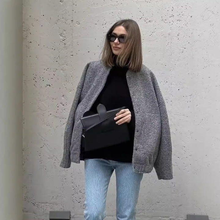 Ladies oversized fleece jacket with side pockets Lune London