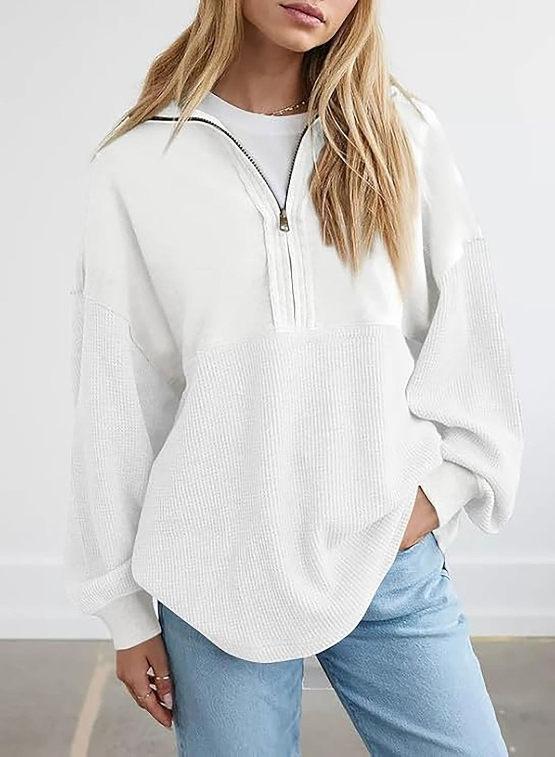 Women's casual sweatshirt with high collar and textured design Lune London