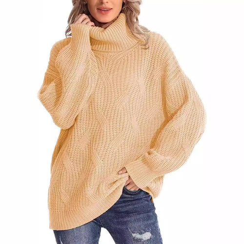 Oversized knitted sweater for women with high neck Amarae