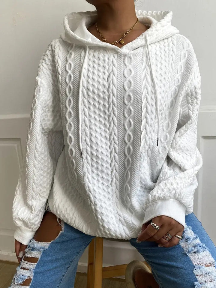 Ladies comfortable hoodie with chic and stylish textured knit design