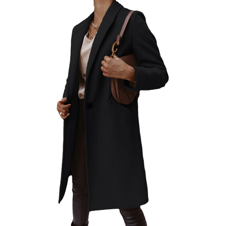Women Elegant long coat with slim fit and deep pockets Amarae