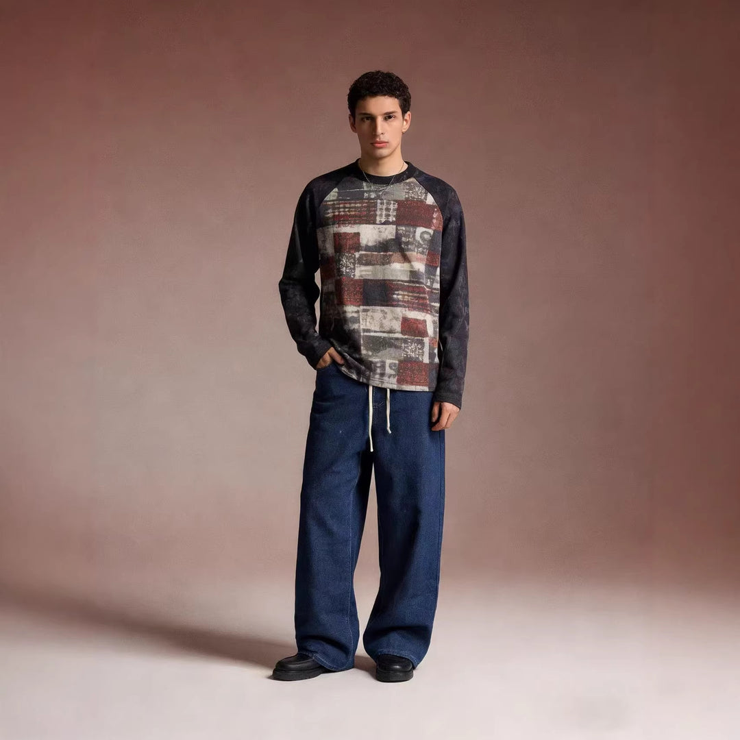 Men's Casual Sweatshirt with Graphic Print and Raglan Sleeves Lune London