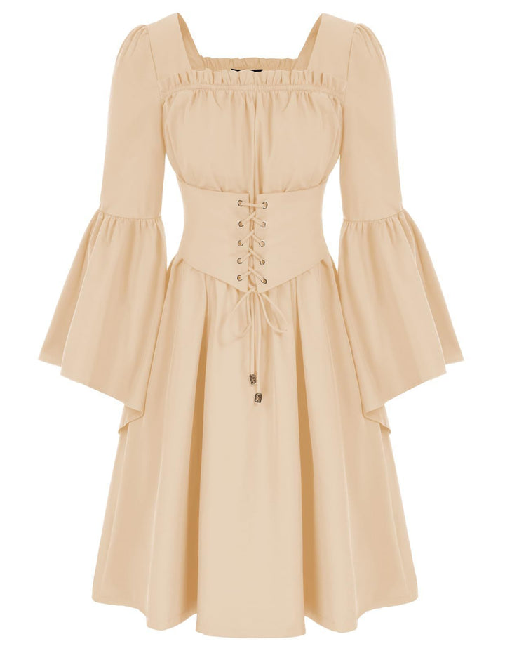 Medieval dress for women with flowing sleeves and lacing detail Lune Londonl