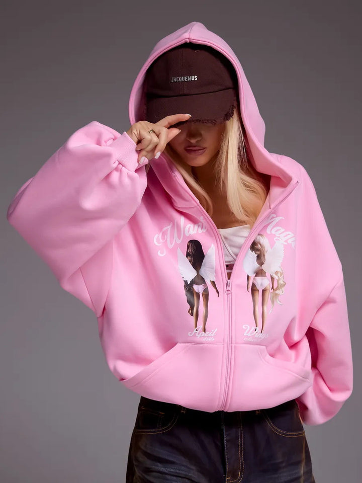 Oversized hoodie for women with creative print and relaxed fit Amarae