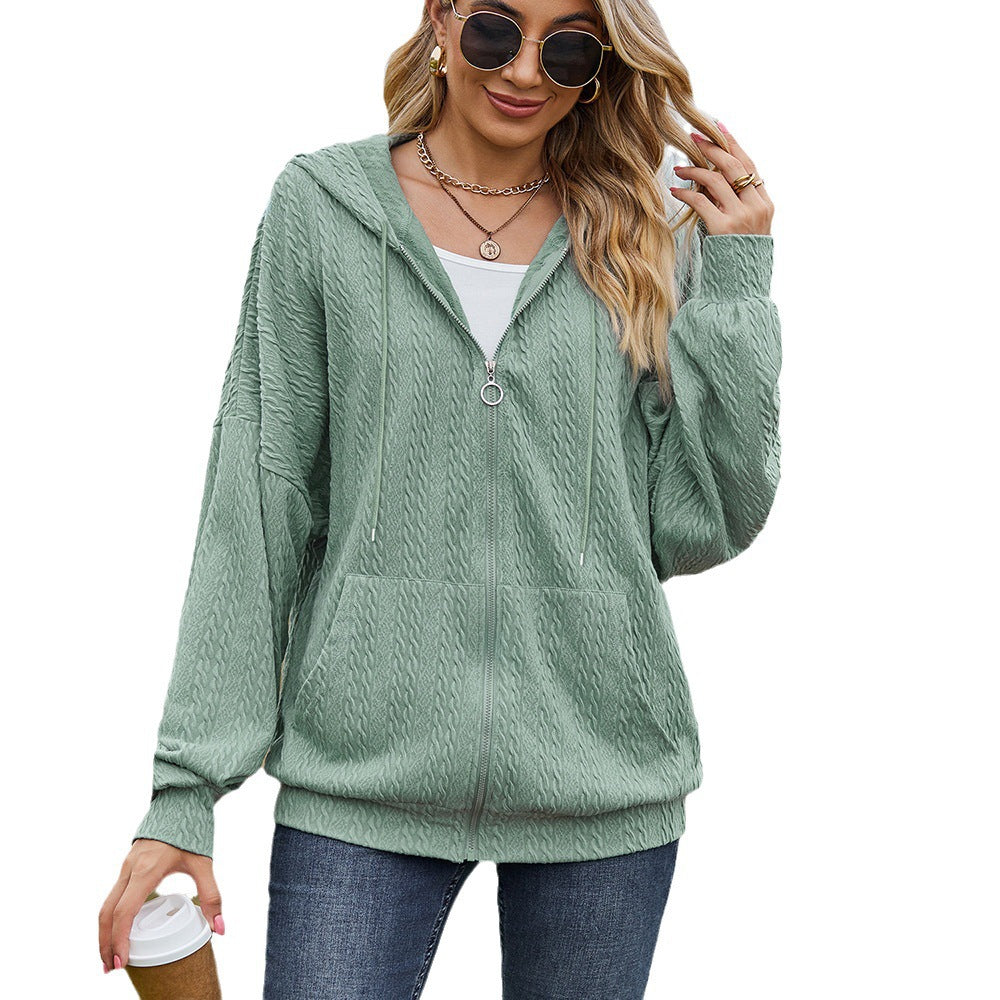 Ladies Oversized Hoodie with Textured Pattern and Practical Pockets Lune London