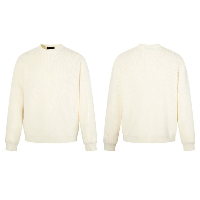 Men's fine knit sweater with round neckline and ribbed textured knit Amarae