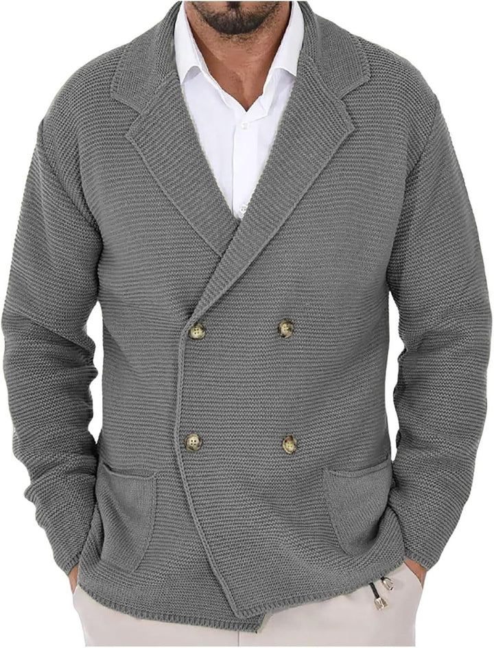 Men's knitted jacket with double breasting and modern pockets Lune London