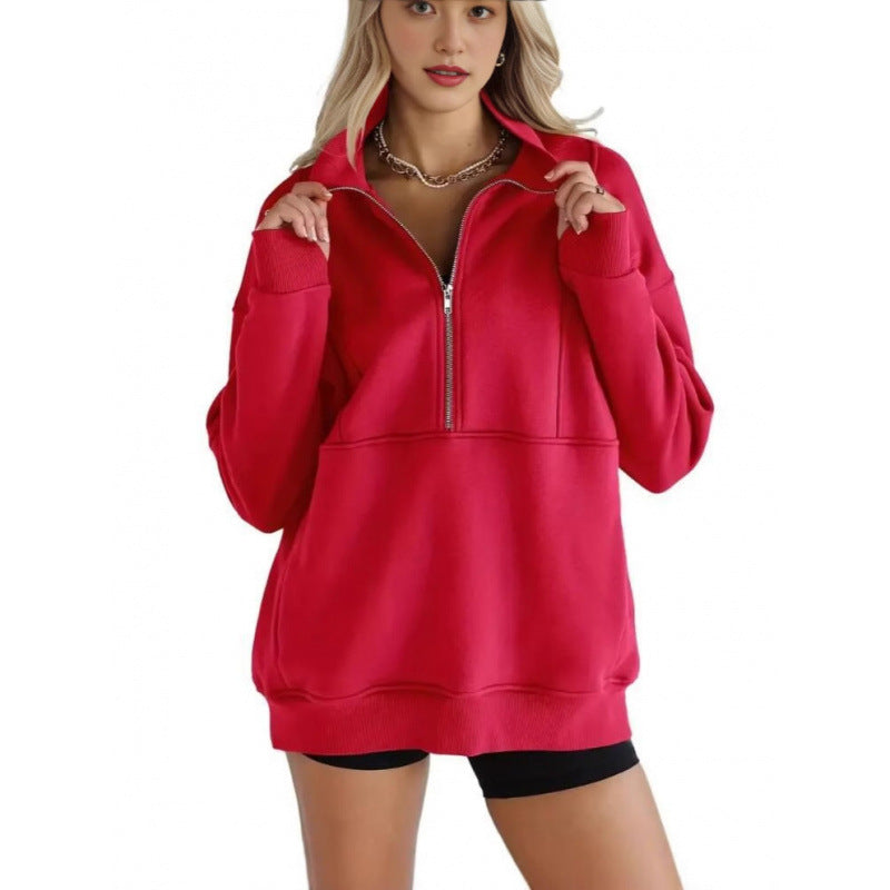 Women's sweatshirt with half-zip and oversized fit Lune London