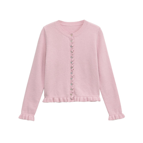 Knit jacket for women with flared details and decorative buttons Amarae