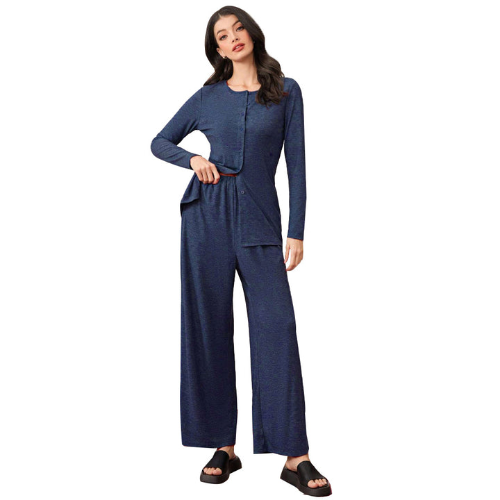 Costume de détente confortable pour femmes avec veste à manches longues et pantalon ample Chic & Stil