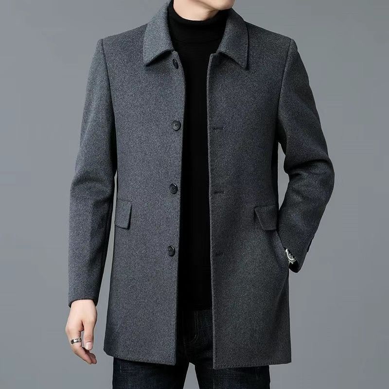 Elegant wool coat for men with textured fabric and classic cut Amarae