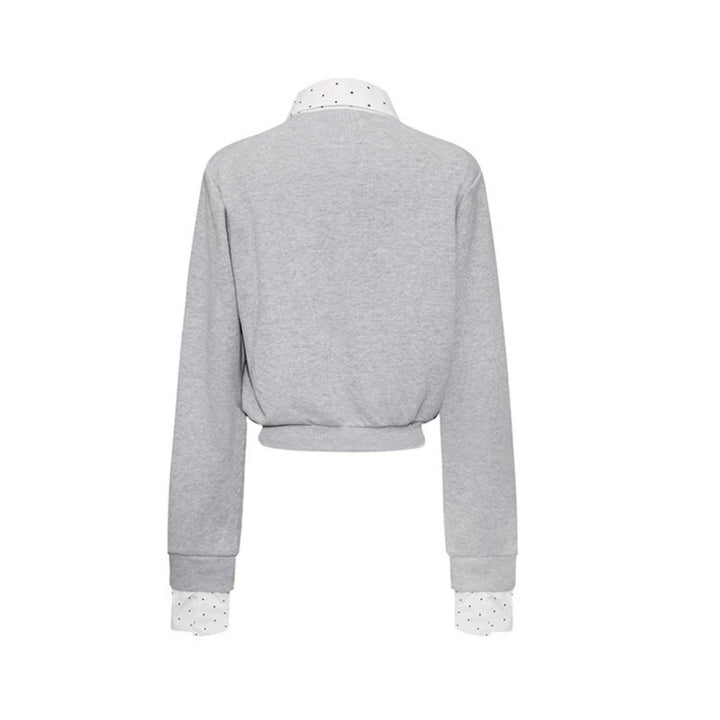 Women's button sweatshirt jacket with inserted shirt collar and cuffs Amarae