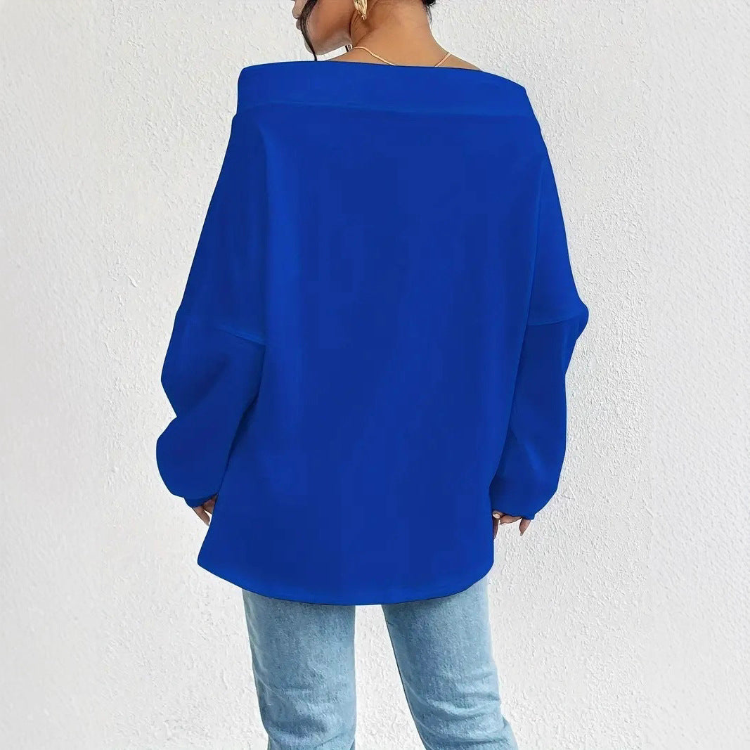 Pull décontracté pour femmes en taille oversized avec col ouvert et cordons pratiques Chic & Stil
