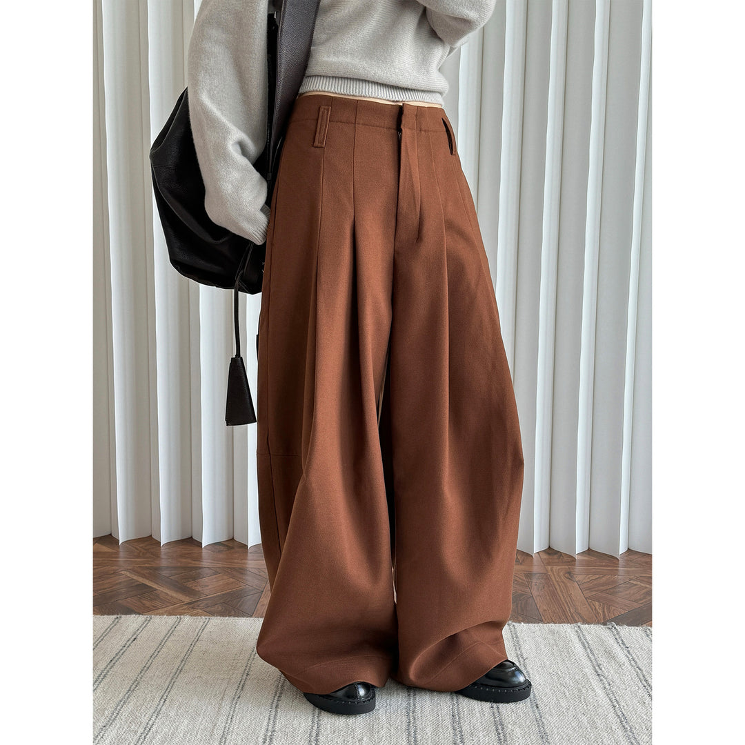 Women's wide high-waisted pleated trousers with wide leg Amarae