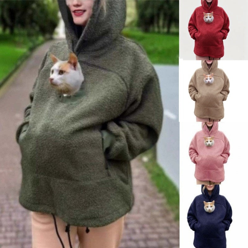 Women’s hoodie with integrated cat cave and extra soft fleece Amarae