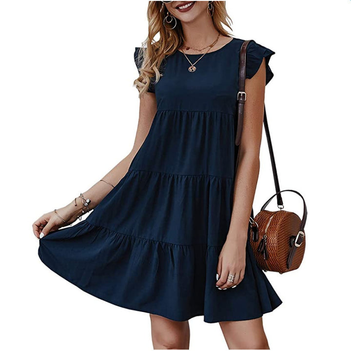 Cotton dress for women with ruffle detail and loose fit Lune London