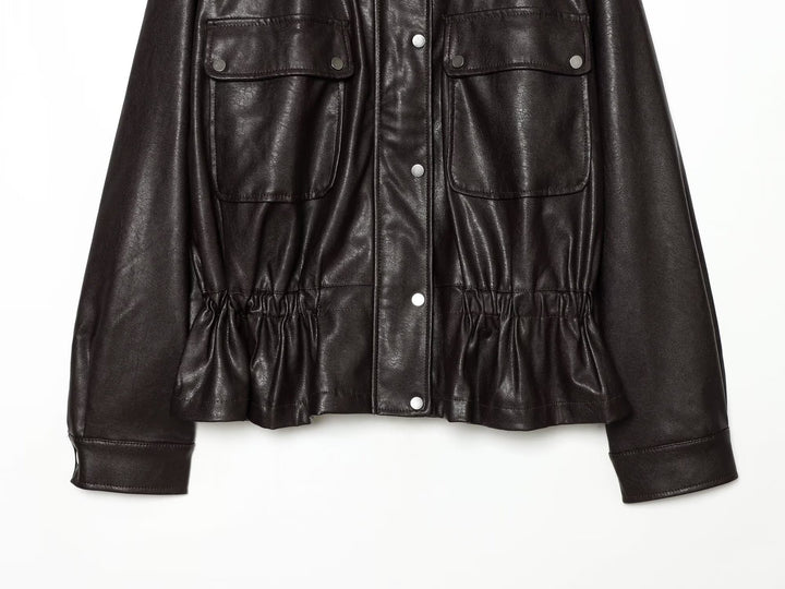 Women’s cropped jacket in oversized look made of faux leather with drawstring waist Amarae