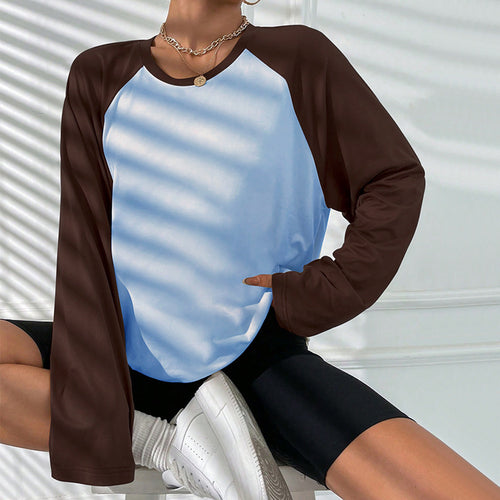 T-shirt à manches longues pour femmes avec coupe raglan sportif et design color block tendance Chic & Stil