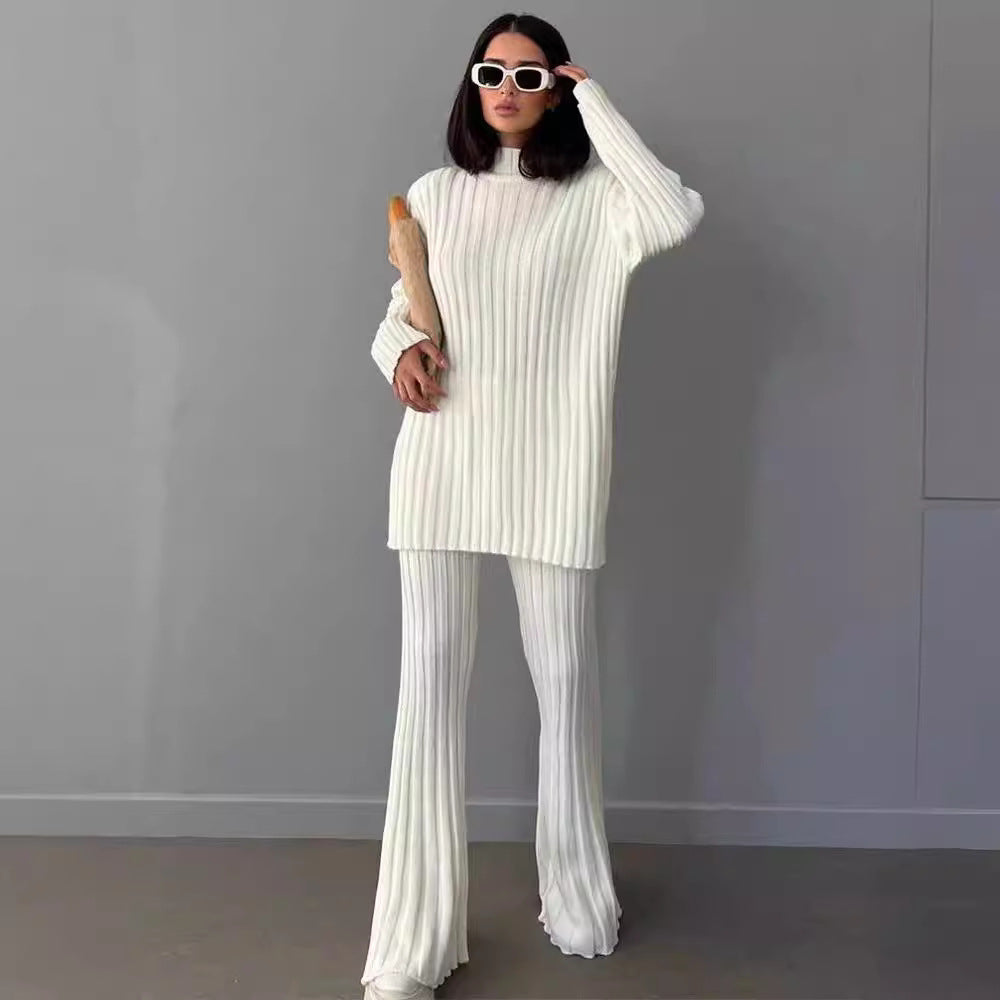Women Elegant Knitted Set with Rib Structure Lune London