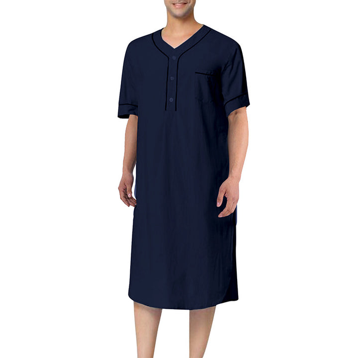 Short dress with short sleeves for women featuring a modern high collar and a practical button placket Lune London