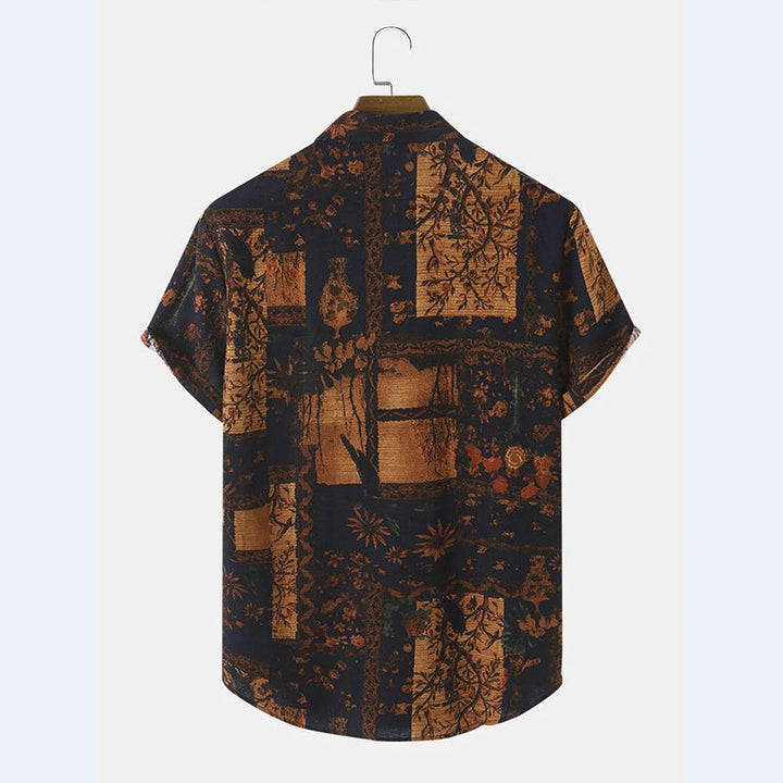 Short sleeve shirt for men with floral design and textured fabric Lune London