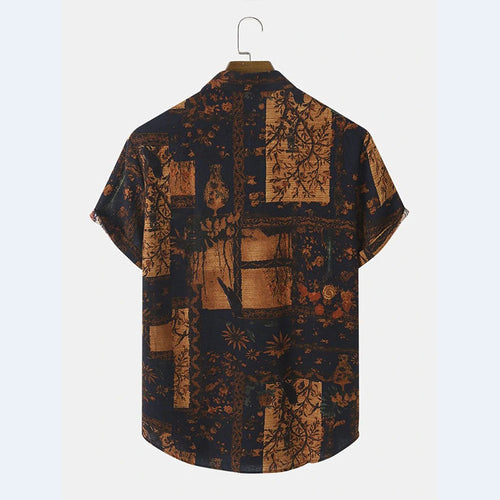 Short sleeve shirt for men with floral design and textured fabric Amarae