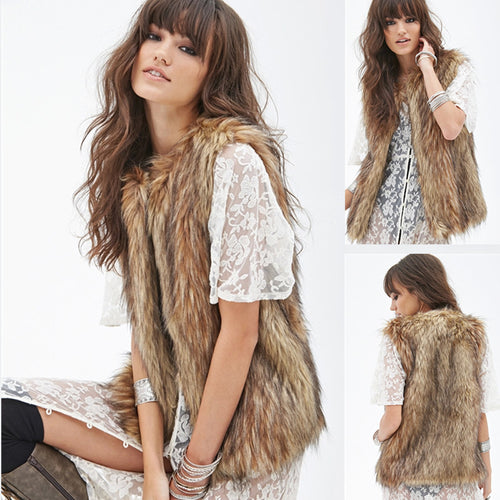 Ladies Elegant Faux Fur Gilet with Modern Chic Cut and Style
