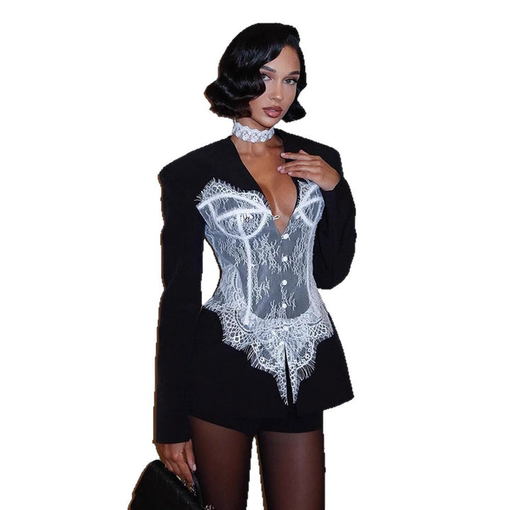 Women's Tailored Blazer with Integrated Lace Corset Amarae