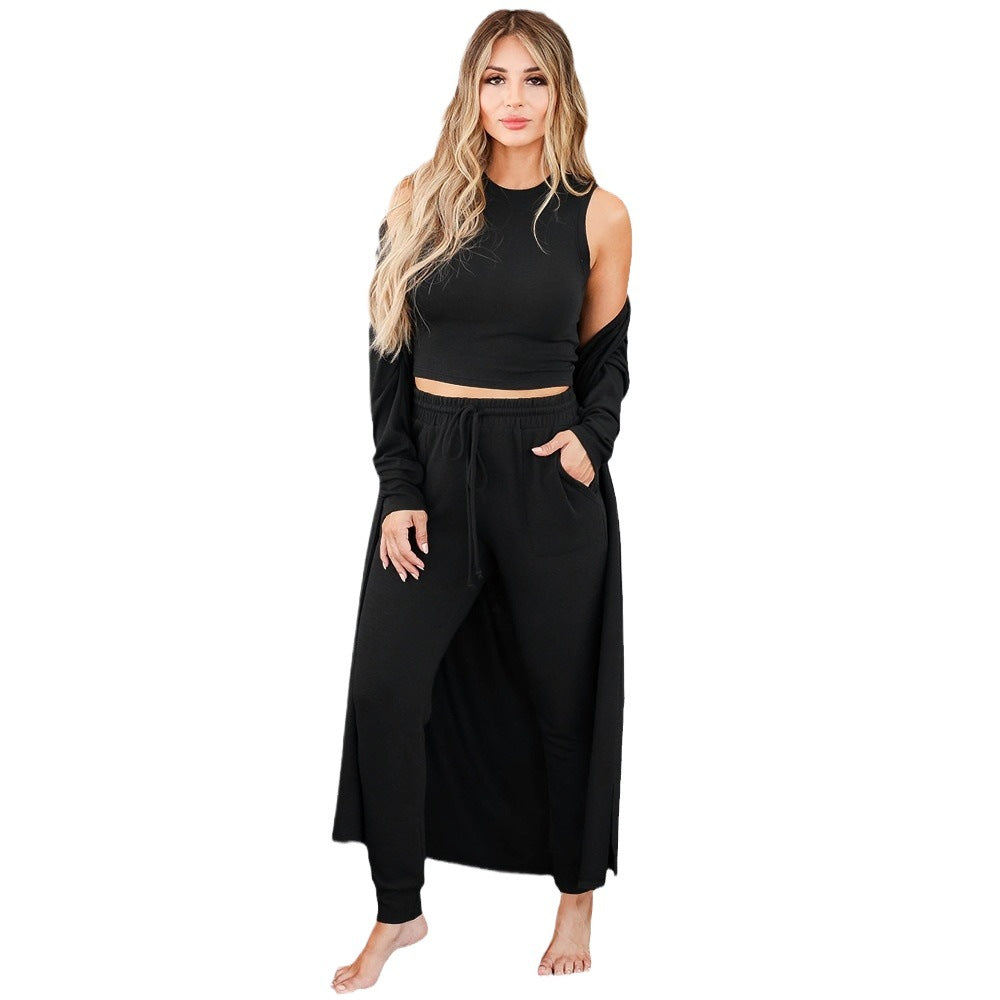 Ladies jumpsuit with long cardigan and crop-top Lune London