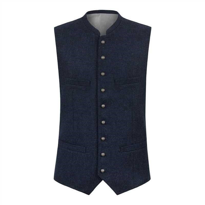 Men's vest with stand-up collar and continuous button placket in traditional style Amarae
