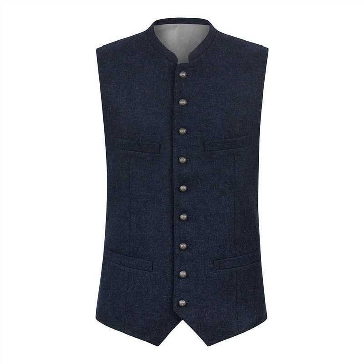 Men's vest with stand-up collar and continuous button placket in traditional style Amarae