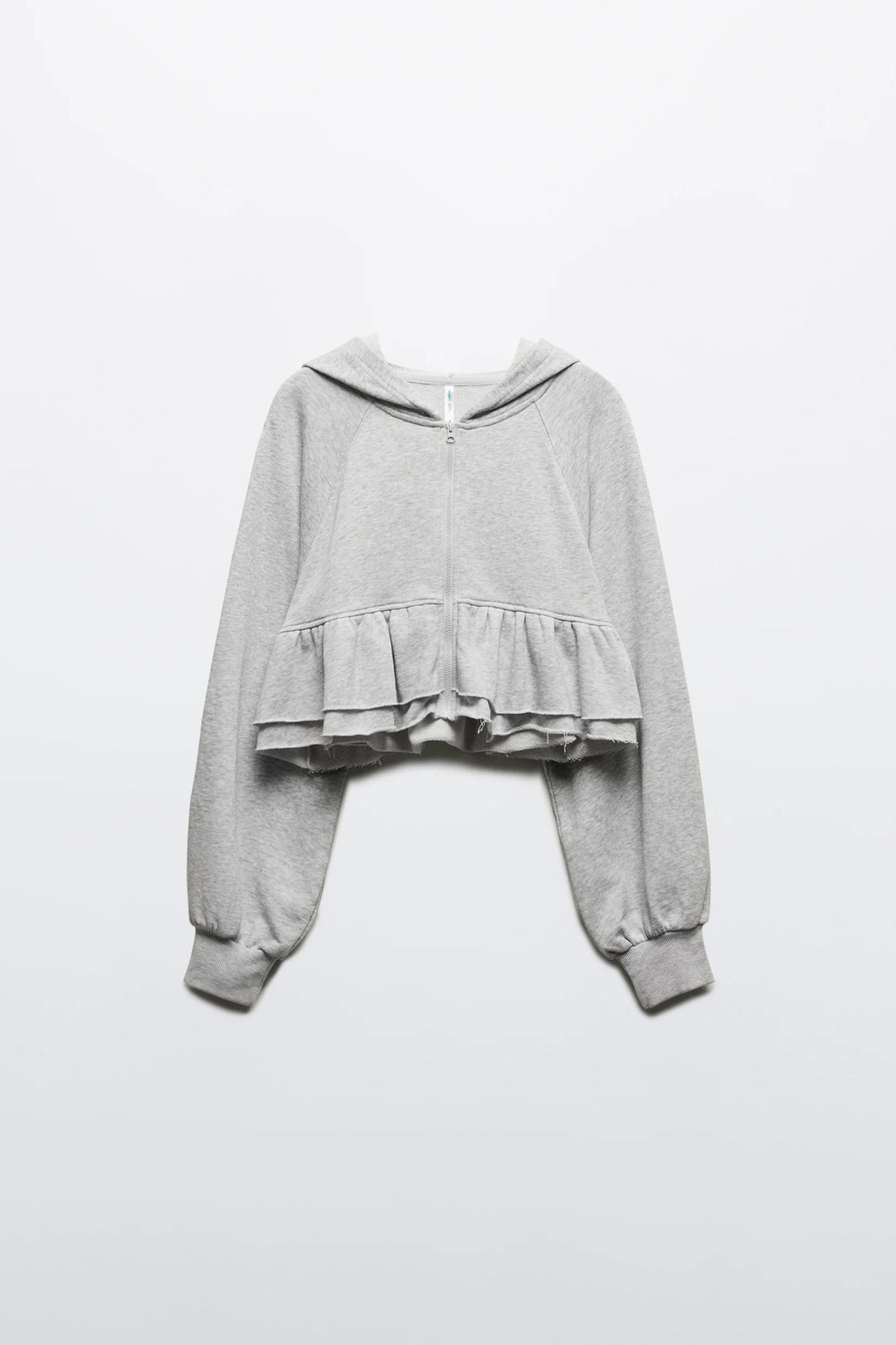 Cropped hoodie for women with a playful ruffle design Lune London