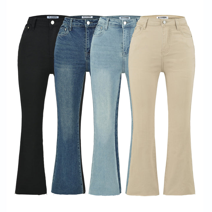 Women's Highwaist Flared Trousers made of Stretch Denim with five pockets and raw hem Amarae