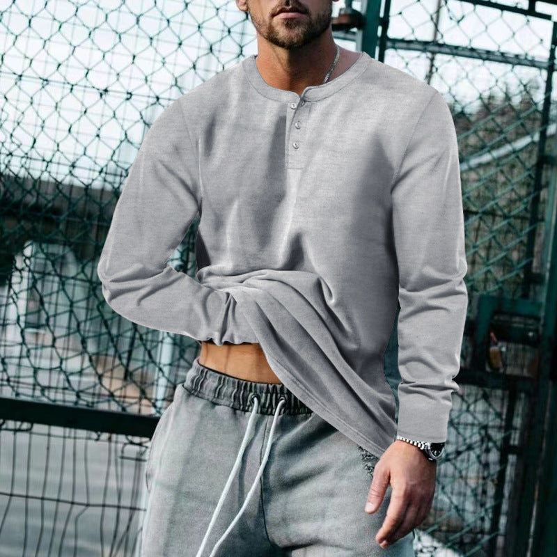 Men's Long Sleeve Henley Shirt with Classic Button Placket Design and Soft Cotton Blend Lune London