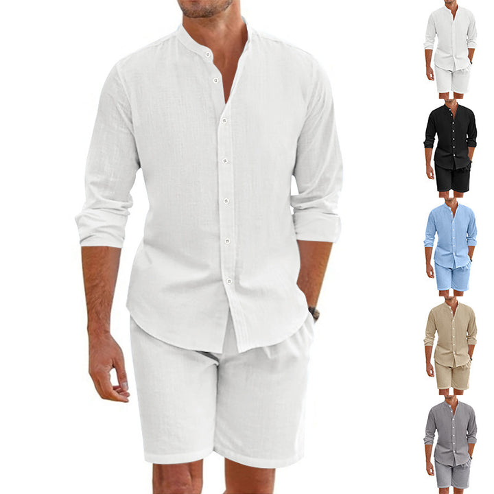Casual shirt and shorts set for men in lightweight linen material Lune London