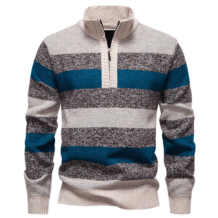 Casual men's sweater with a modern high collar and half-zip closure Lune London