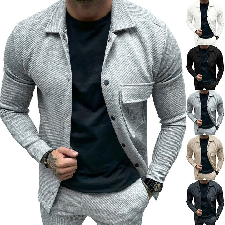 Men's elegant casual top with textured design and practical chest pocket Amarae
