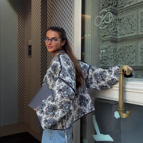 Quilted jacket for women with floral design and modern cut Amarae