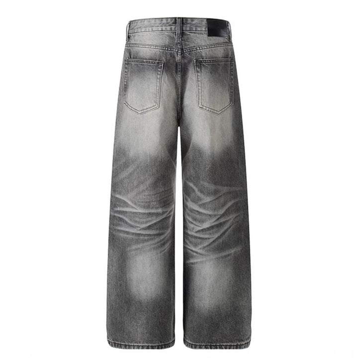 Ladies High-Waisted Wide-Leg Denim Pants with Used-Fade Effect Amarae