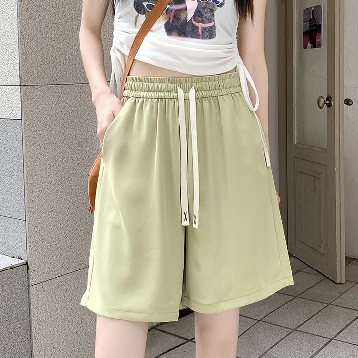 Women comfortable sports shorts with elastic waistband and decorative drawstring Lune London