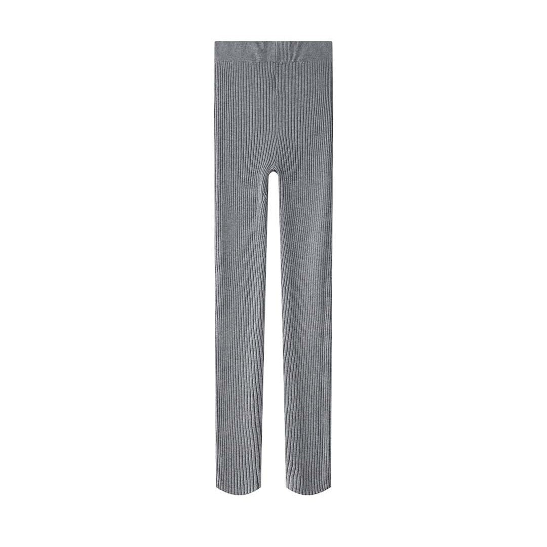 Women's Ribbed Thermal Leggings with High Waist and Knitted Cuffs Amarae