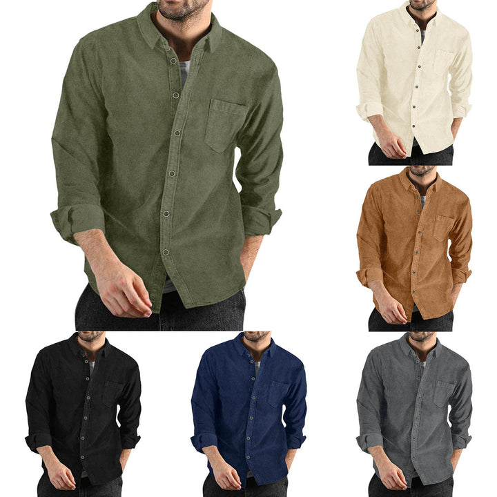 Men's Elegant Cord Shirt with Practical Chest Pocket Amarae