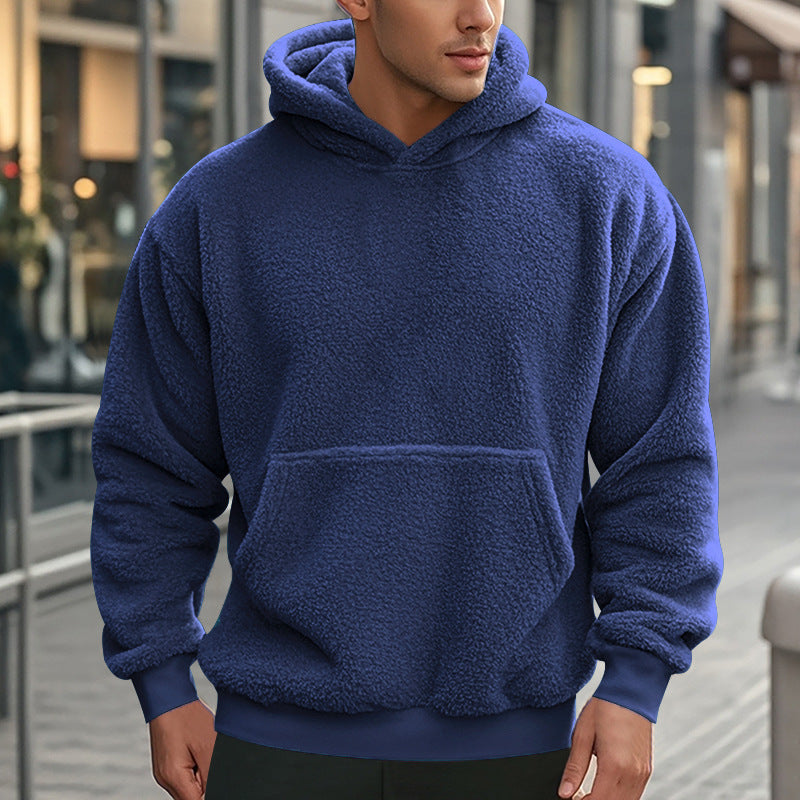 Men's Hoodie Made Of Cozy Teddy Fleece with Kangaroo Pocket and Wide Cuffs Lune London