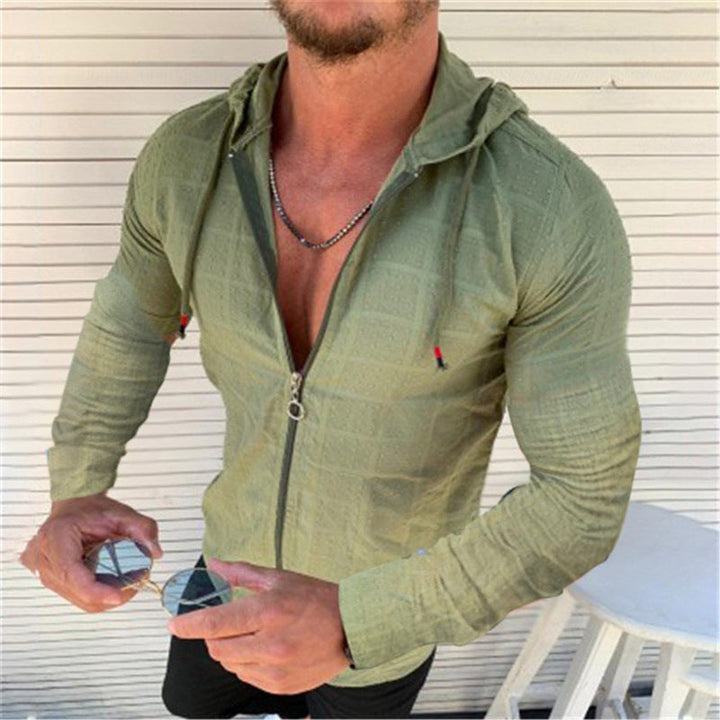 Men's Sporty Long Sleeve Jacket with Innovative Texture Pattern and Practical Zipper Amarae