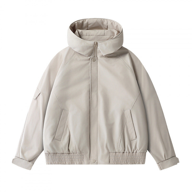 Unisex Boxy padded transition jacket with high stand-up collar, quilted lining, and elastic hem Amarae
